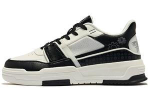 Кеды, скейтборд обувь женская низкая микрокристаллическая белый/орто-черный Erke