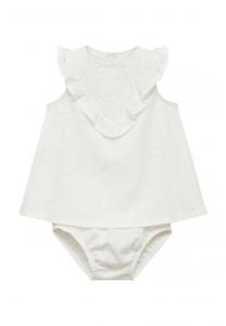 Повседневное платье RUFFLED AND FROG SET Mango Kids, слоновая кость