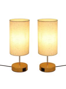 Комплект из 2 настольных ламп бежевого цвета, 1 лампочка с цоколем E27, теплый белый свет 3000K, сенсорная регулировка яркости