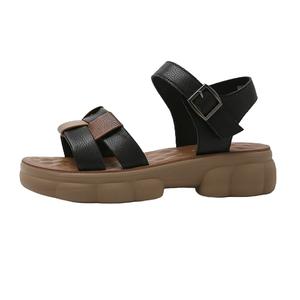 GNSJ Римские сандалии женские черно-коричневые, цвет Black Brown