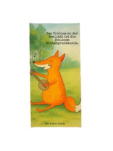 Mr. & Mrs. Panda Белое полотенце с изображением лисы, гитары и надписью