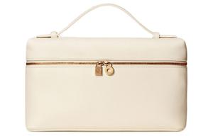 Loro Piana Кожаная косметичка Маленькая квадратная сумка Женская сумка через плечо Обычный размер Шепот белый
