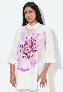 Блузка на пуговицах MOTIF LONG SLEEVE Ulla Popken, лиловый