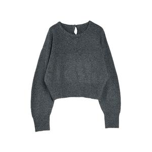 ELLE Трикотажный джемпер для женщин Medium Gray с круглым вырезом