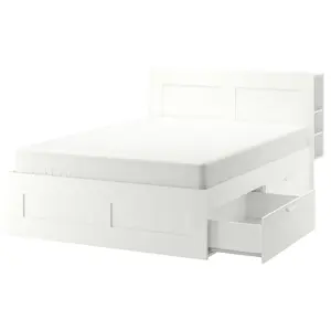 Основание двуспальной кровати, белое, 140х200 см, с 4 ящиками BRIMNES/LURÖY IKEA
