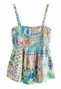 Топ Next REGULAR FIT-SHIRRED BRODERIE, Multi Pattern/Light Blue