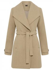 Шерстяное пальто бежевого меланжа Laura Scott