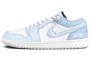 Jordan Air 1 устойчивые к истиранию дышащие низкие винтажные баскетбольные кроссовки Men's Blue White