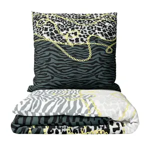 Комплект постельного белья из флиса, 4 предмета, 135x200 см, 80x80 см, леопардовый принт, зимний, пушистый, теплый, застежка-молния leonado vicenti