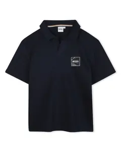Детская футболка-поло черного цвета из хлопка BOSS Kidswear