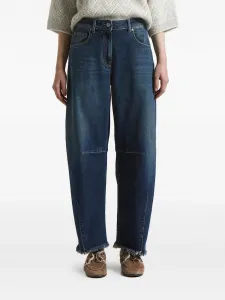 Джинсы из денима с бахромой и вставками Peserico, синий