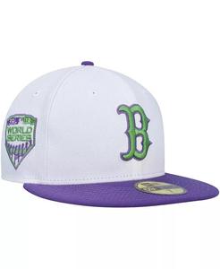 Мужская белая бейсболка Boston Red Sox с боковой нашивкой 59FIFTY New Era