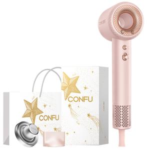Фен 1900W бытовой высокоскоростной мощный обдув плазменный уход за волосами KF-F9 CONFU, F9 Cherry Pink "Sparkling Galaxy" Box