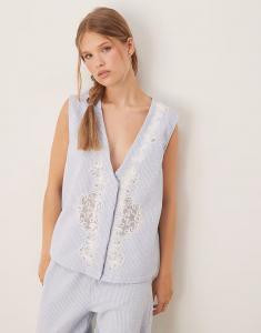 Жилет из сирсакера с вышивкой Asos Design, мультиколор