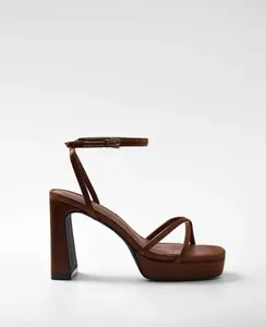Женские босоножки на каблуке с платформой и ремешком на щиколотке Mim, коричневый
