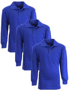 Футболки-поло Galaxy Authentic для мальчиков, облегающие, с длинным рукавом, 3 шт. Galaxy By Harvic, Royal - Royal - Royal