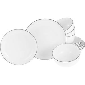 Набор тарелок Allround Black Line, 12 предметов Ежедневное использование, Вневременной Creatable, белый/черный