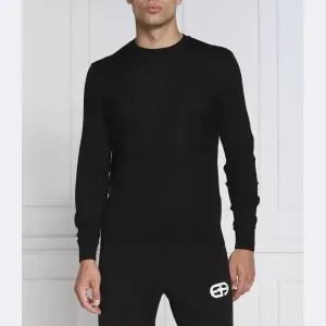 Шерстяной свитер узкого кроя Emporio Armani, черный