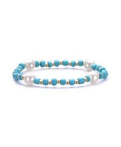 Браслет с позолотой 14 карат, цветными бусинами и позолоченными акцентами Gigigirl, blue