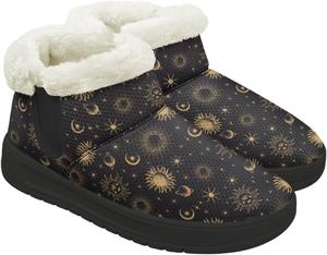 Зимние зимние ботинки для женщин удобные теплые утепленные уличные короткие ботинки до щиколотки Gdxynsmny, Gold Sun Stars