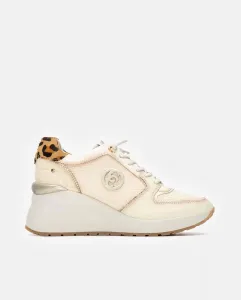 Женские кожаные туфли на высокой резиновой танкетке Carmela, бежевый