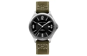 Hamilton Часы Automatic Mechanical Movement Men's Watch Watch 42mm Black Dial Stainless Steel Case Genuine Leather Strap, Black Dial