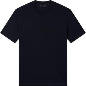 Футболка с интарсией в тон логотипу EMPORIO ARMANI, синий
