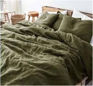 Generic Комплект постельного белья из натурального льна King Green Green