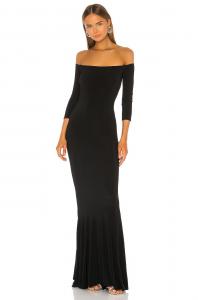 Платье Norma Kamali Off the Shoulder Fishtail Gown, черный