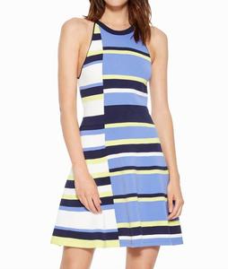 Платье-халтер с шейным узором синего цвета Parker