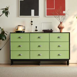 Yu Senyi Комод для спальни и гостиной настенный, 9 ящиков, классический черный с longjing gree, полностью собран