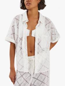 Рубашка с плиссированными кружевными вставками Accessorize, Ivory