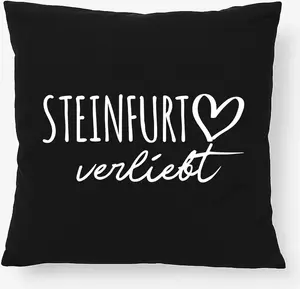 Подушка Huuraa Steinfurt in Love Gift 40x40 см с наполнителем из черного хлопка Steinfurt Decor Hellweg Druckerei