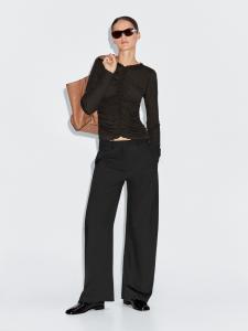 Футболка с длинным рукавом и сборками Massimo Dutti, коричневый