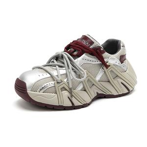 Низкие массивные кроссовки женские HUANAI, Silver Red