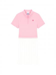 Платье из джерси с плиссировкой и воротником Sergio Tacchini, светло-розовый