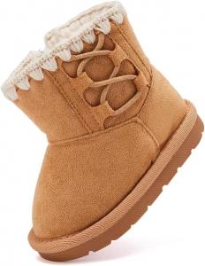 Сапожки BMCiTYBM для девочек и мальчиков, зимние утепленные мехом, для малышей (новорожденные/младенцы/маленькие дети), 92-Camel