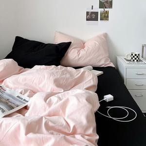 Muji Комплект постельного белья из 3 предметов (простыня 120 см, пододеяльник 150х200 см), цвет Cream Black