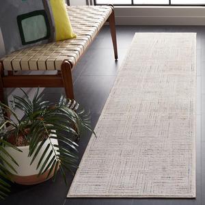 Ковер-дорожка SAFAVIEH, 61 x 244 см, Harlow Collection - Runner, Ivory Grey & Rust, противоскользящий, современный абстрактный дизайн, идеально подходит для помещений с высокой проходимостью: гостиная, спальня, столовая (HAR105A-28)