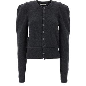 Кардиган вязаный с круглым вырезом Lemaire, серый