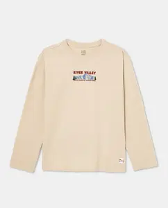 Детская футболка с длинным рукавом с принтом спереди и на спине Kids El Corte Inglés, белый