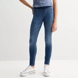 Джинсы-джеггинсы с резинкой на талии для девочек 6-20 лет, обычные и большие размеры So, цвет dark wash denim