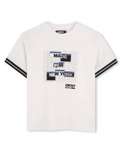 Детская хлопковая футболка DKNY, белый