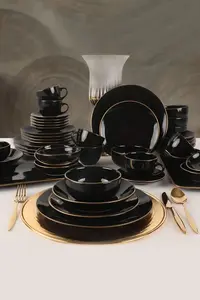 Набор столовых приборов - Ege Black Gold - 44 предмета - 6 персон - Керамика Keramika