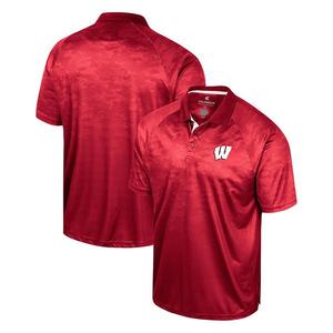 Мужская красная футболка-поло wisconsin badgers honeycomb raglan Colosseum