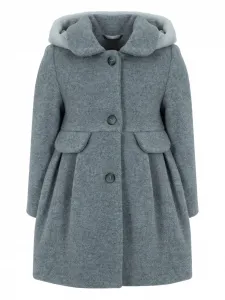 Шерстяное пальто с капюшоном Lapin House, серый