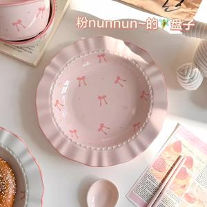 Ceramics Керамическая миска для риса и йогурта кремового цвета, набор посуды для дома, тарелка Rope 21,5 см розовая, 1 шт