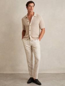 Футболка Toby Button Down из хлопкового микса Reiss