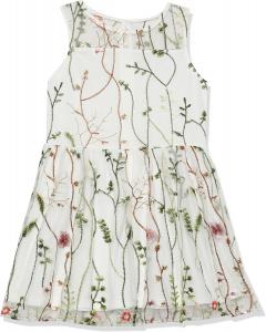 Платье для вечеринки Calvin Klein для девочек Legacy, облегающий силуэт с расклешенной юбкой, Garden White