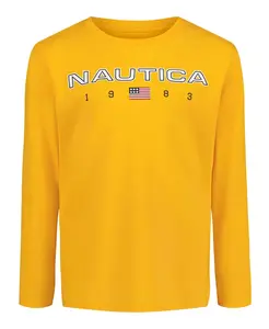 Мальчиковая футболка с длинным рукавом 2T-7 с дизайном флага США Nautica, желтый